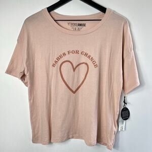 Amuse Society Babes For Change Pink Graphic T-Shirt Size M NEW